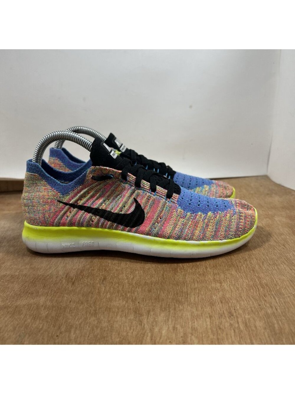 Nike Free RN Flyknit Blue Pink Womens Size 7.5 831070-102 Running Shoes